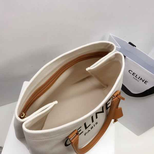 Ce**e horizontal cabas Ce**e in canvas with Ce**e print and calfskin