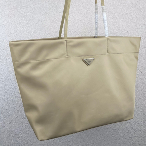 Pra*a re-nylon and saffiano leather tote bag