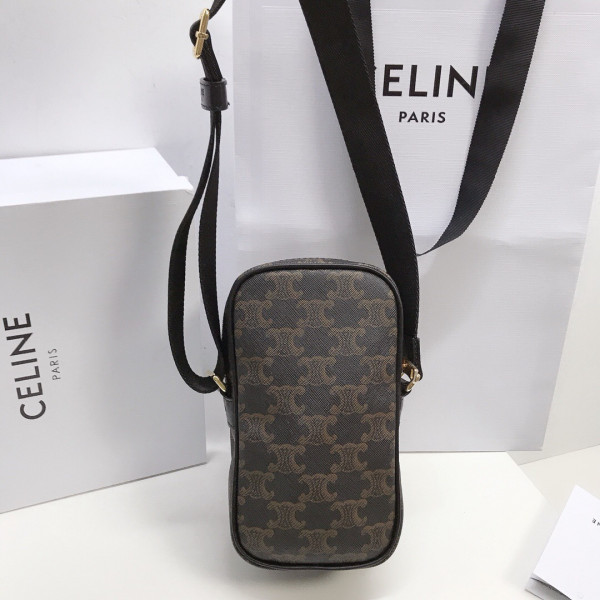 Ce**e mini pocket messenger bag in triomphe canvas and calfskin