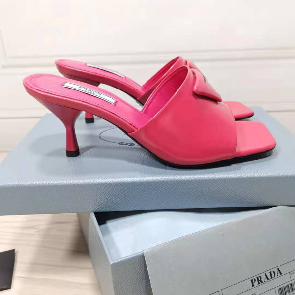 Pra*a brushed leather mid-heeled slides