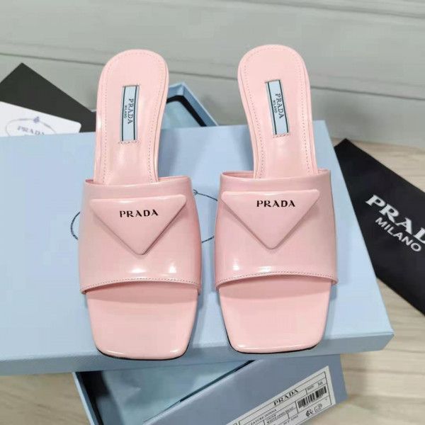 Pra*a brushed leather mid-heeled slides