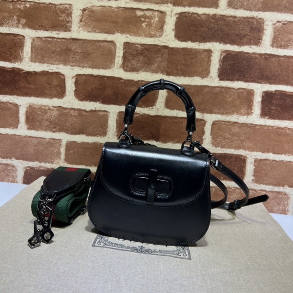G*u*i mini top handle bag with bamboo