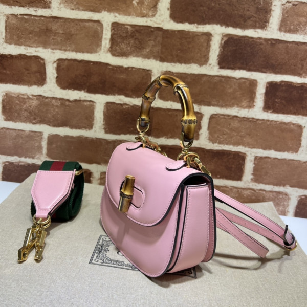 G*u*i mini top handle bag with bamboo