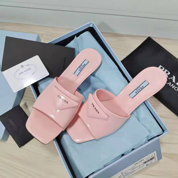 Pra*a brushed leather mid-heeled slides
