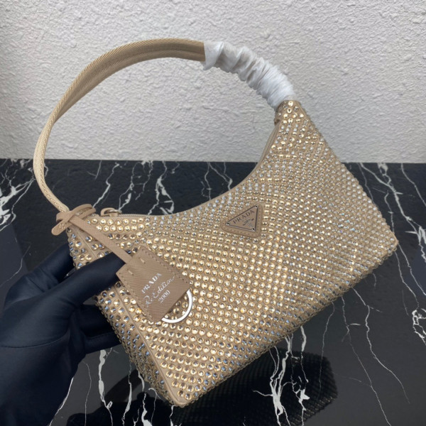 Pra*a satin mini-bag with artificial crystals