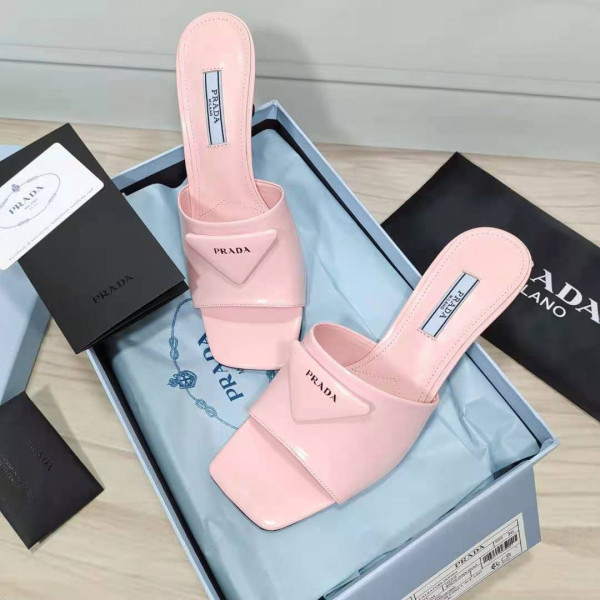 Pra*a brushed leather mid-heeled slides
