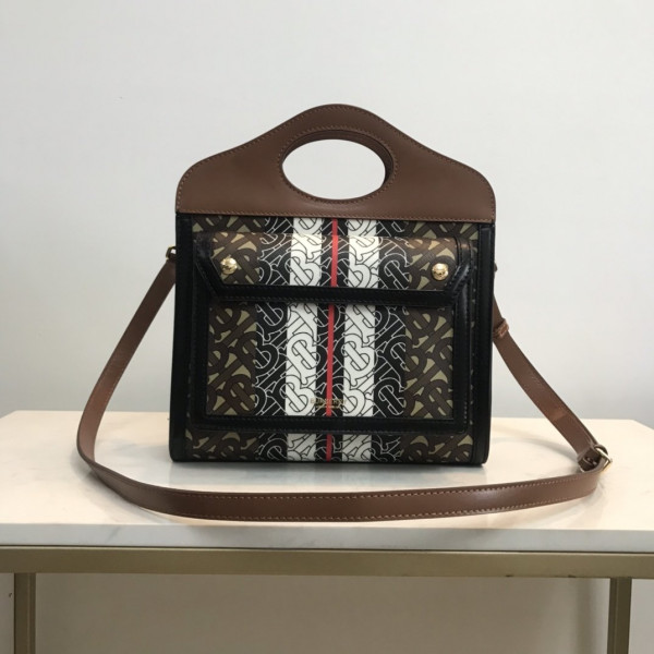 B**rry mini two-tone canvas and leather pocket bag