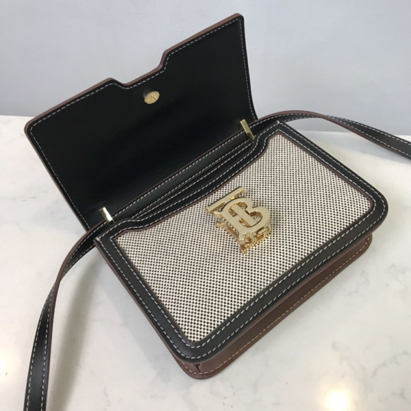 B**rry two-tone canvas and leather tb bag