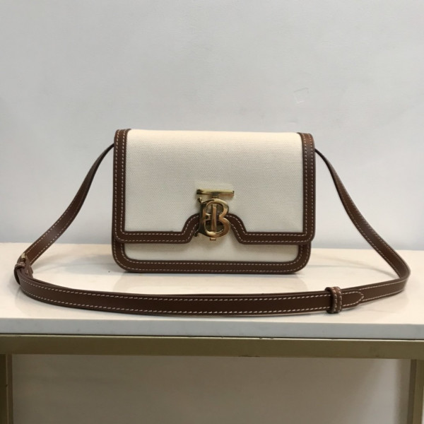 B**rry two-tone canvas and leather tb bag