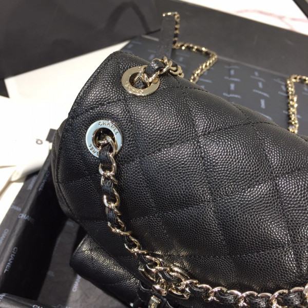 CL BACKPACK IN CAVIAR WITH GOLD HARDWARE