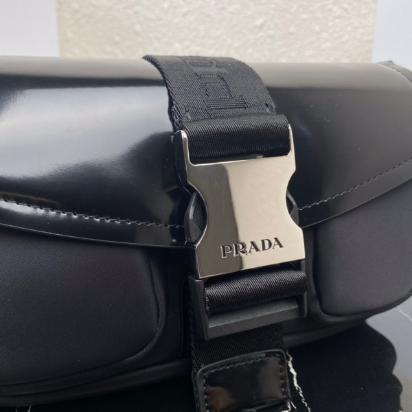 Pra*a pocket nylon and brushed leather bag