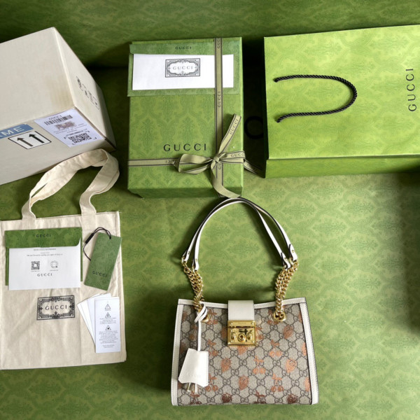 G*u*i padlock small berry tote bag