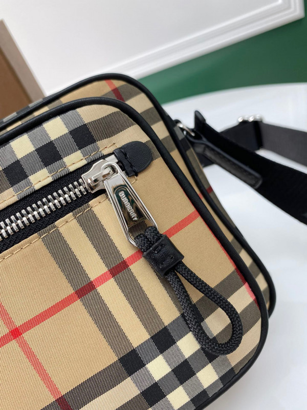 B**rry vintage check and leather crossbody bag