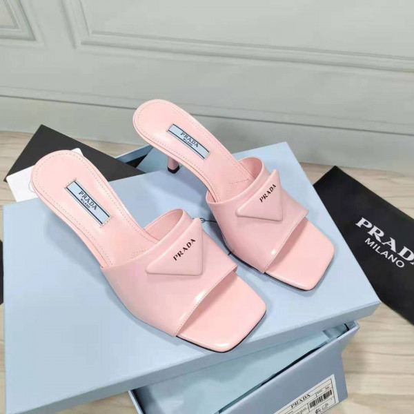 Pra*a brushed leather mid-heeled slides