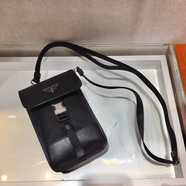 Pra*a nylon and saffiano leather smartphone case
