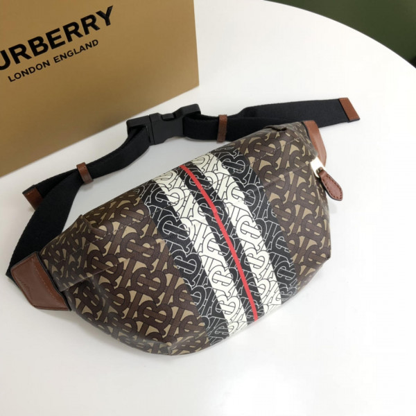 B**rry tmonogram stripe print e-canvas bum bag