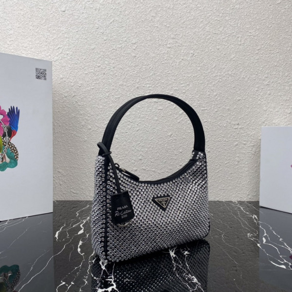 Pra*a satin mini-bag with artificial crystals