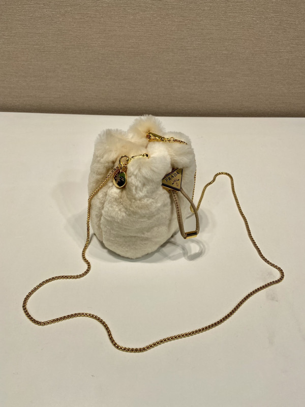 Pra*a shearling bucket bag