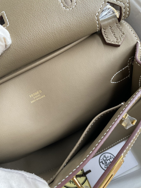 H**mes jypsiere mini bag in swift leather gris meyer