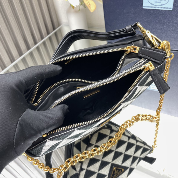 Pra*a triangular sequined pouch-26*16*13cm