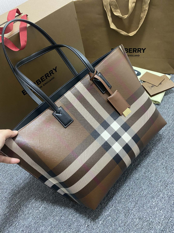 B**rry medium check tote bag-34*14*28cm