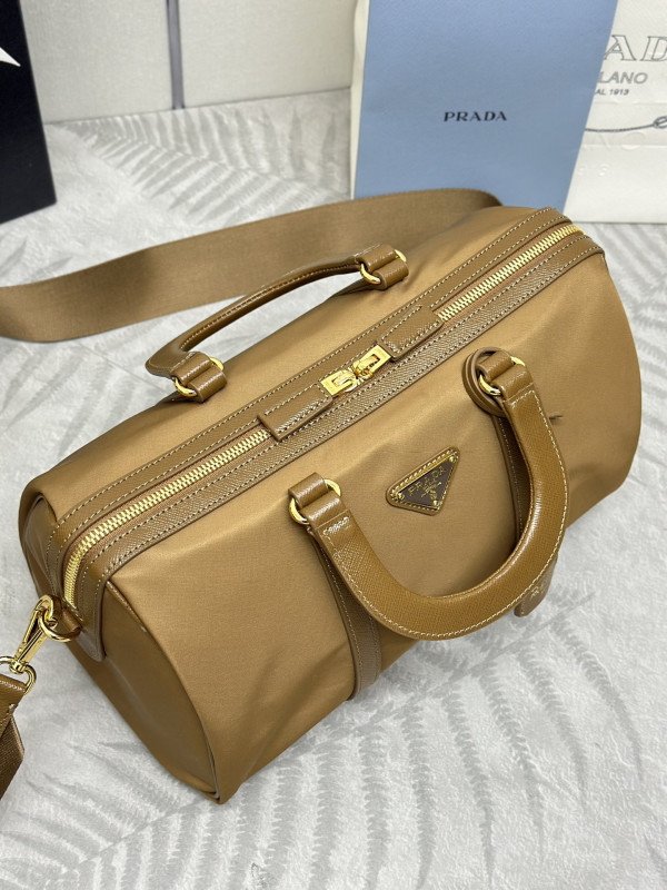 Pra*a re-nylon and saffiano leather top-handle bag