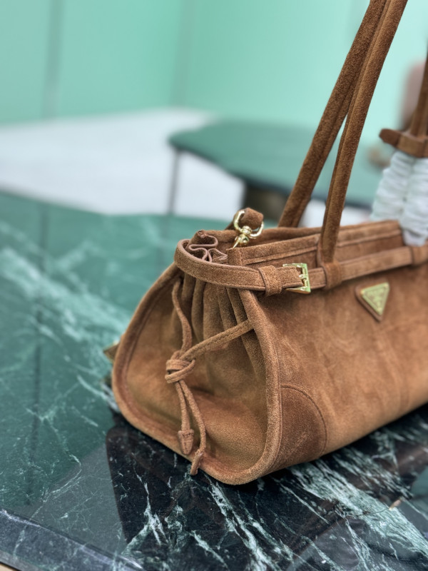 Pra*a medium suede handbag-32*15.5*12cm